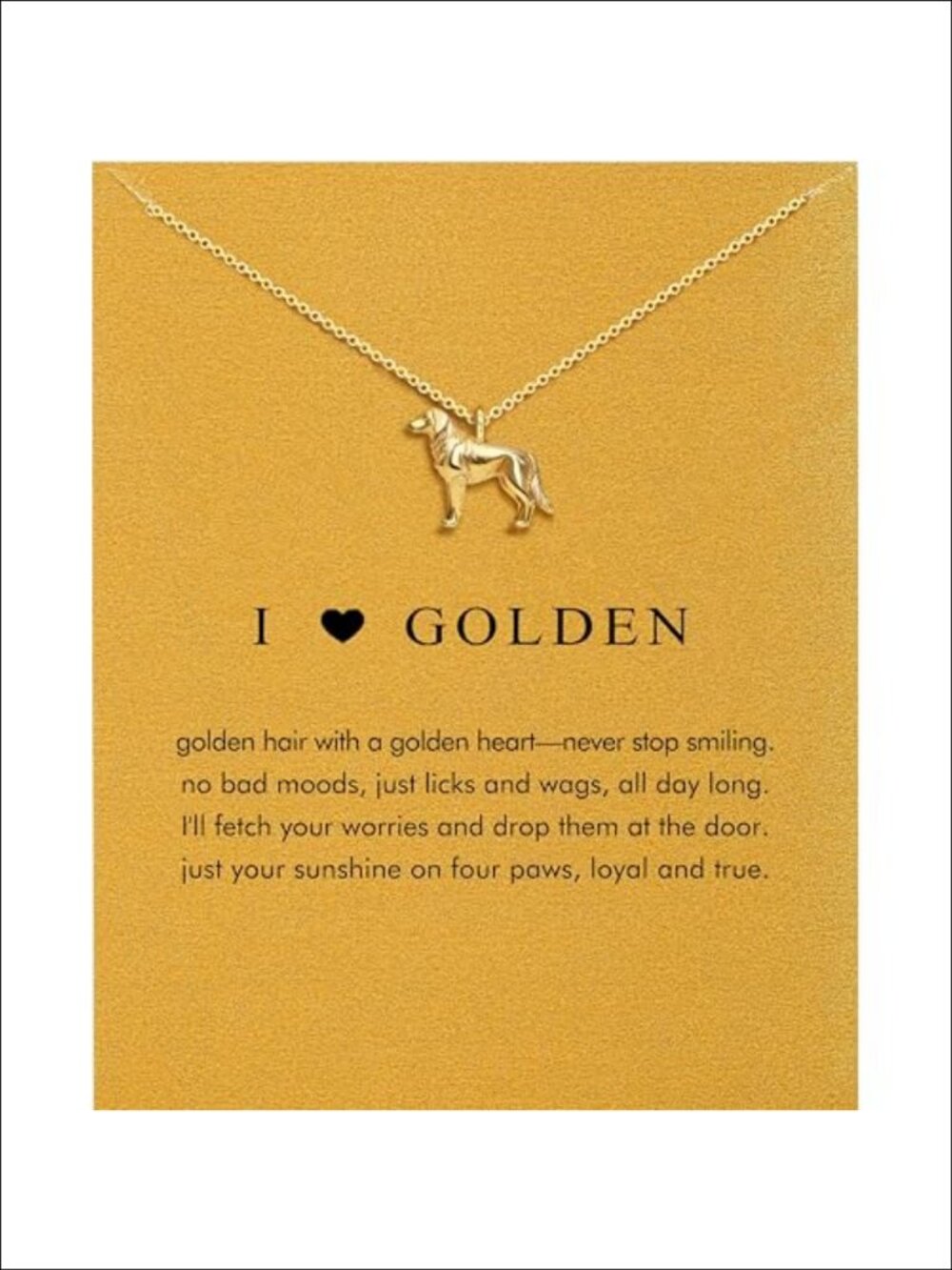 14K Gold Color Brass Golden Retriever Pendant Necklace Adjustable 16.5-18.5"